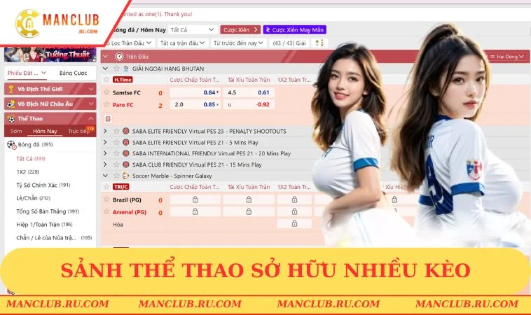 Sảnh Thể Thao sở hữu nhiều kèo hấp dẫn